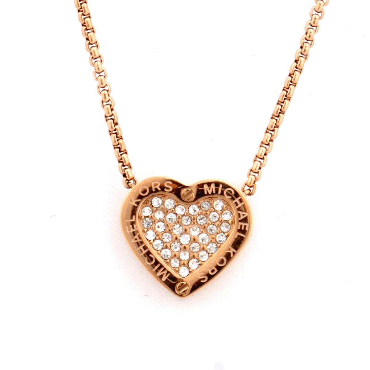 マイケルコース MICHAEL KORS MKJ4144791 Pave Rose Gold-Tone Heart Charm Pendant Necklace パヴェ ハートチャーム ペンダント/ネックレス