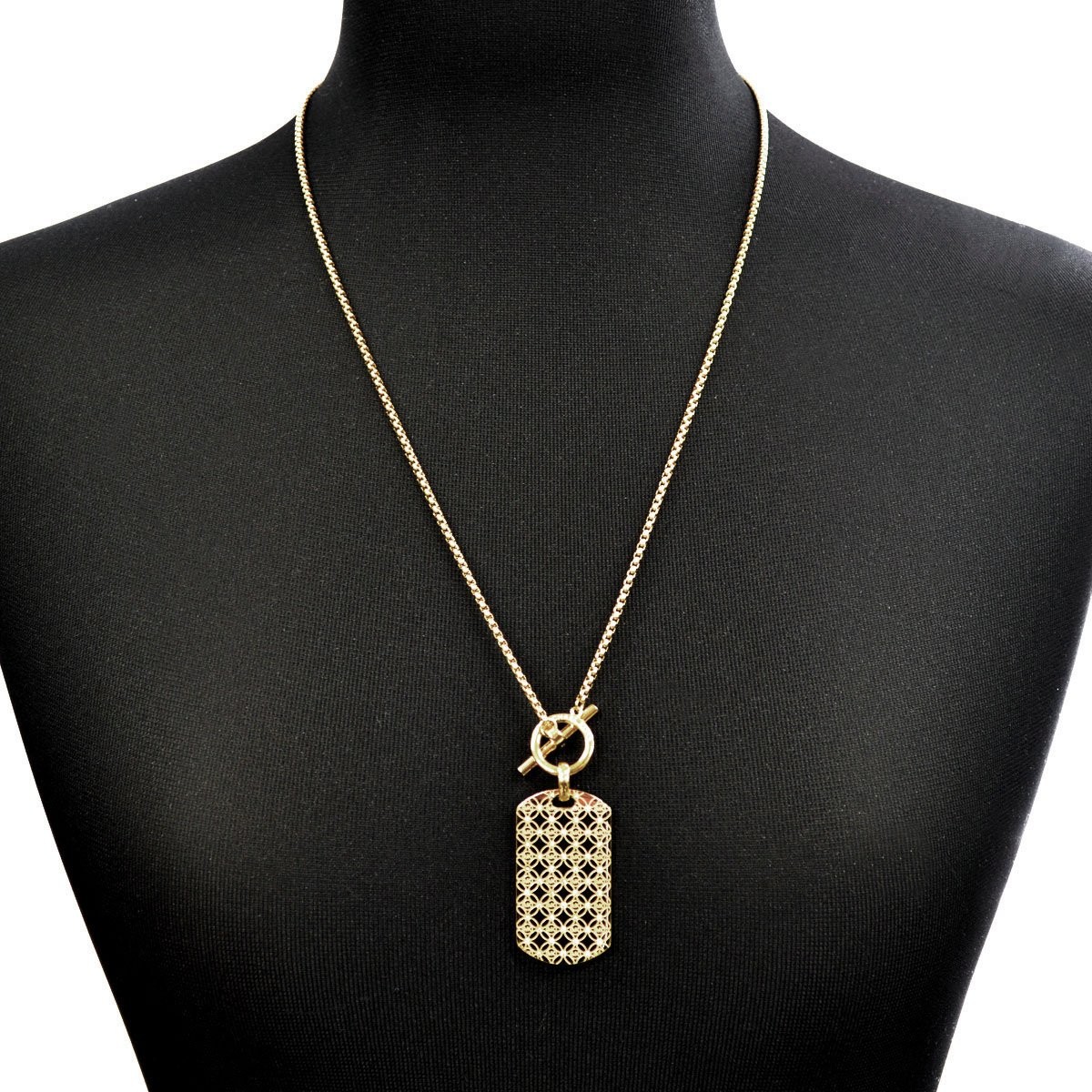 マイケルコース MICHAEL KORS MKJ4286710 Pave Gold-Tone Heritage Monogram Dog Tag Pendant Necklace パヴェ モノグラム ドッグタグ ペンダント ネックレス