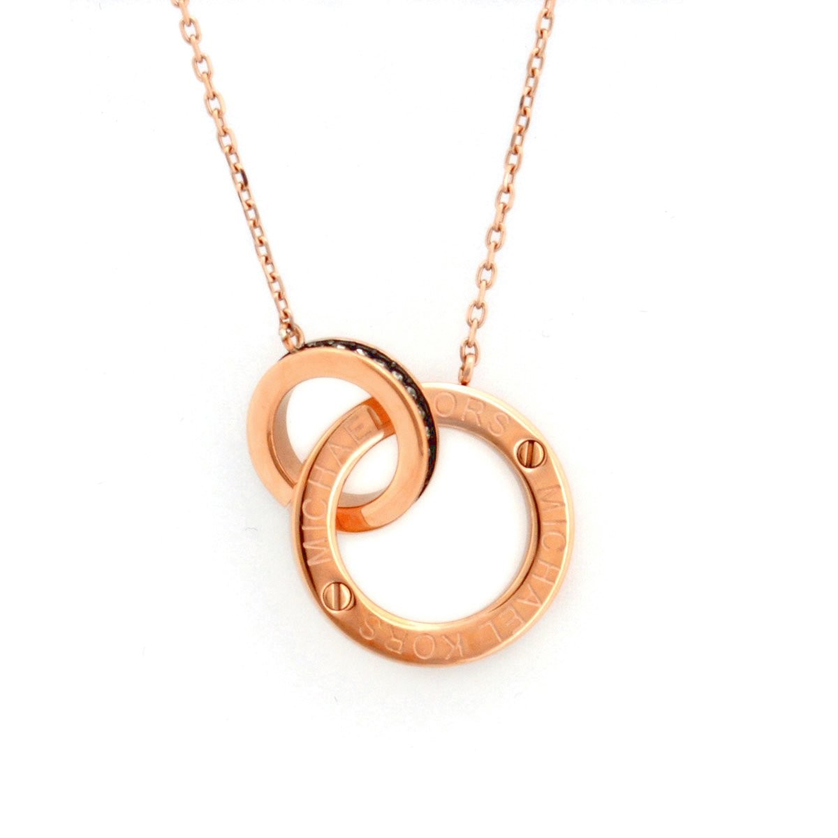 マイケルコース MICHAEL KORS MKJ4680791 Pave Rose Gold-Tone Interlocking Circle Pendant Necklace パヴェ インターロッキング サークル ネックレス ペンダント