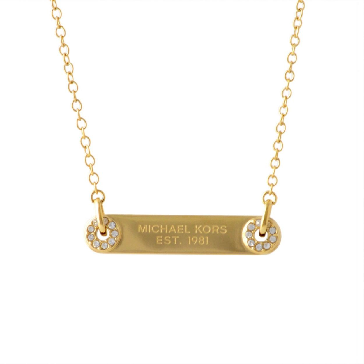 マイケルコース MICHAEL KORS MKJ6383710 Haute Hardware パヴェ ロゴプレート ネックレス ペンダント