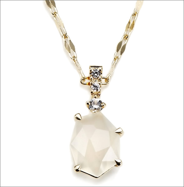 マレア リッチ  半貴シリーズ K10 ネックレス ペンダント ゴールド×ホワイトムーン/ホワイトサファイア 12KJ-18