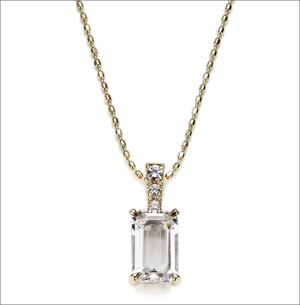 マレア リッチ  半貴シリーズ K10 ネックレス ペンダント ゴールド×ホワイトクォーツ/ホワイトサファイア  12KJ-22