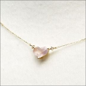 マレア リッチ  半貴シリーズ K10 ハートモチーフネックレス ペンダント ゴールド×ローズクォーツ/ホワイトサファイア  12KJ-28