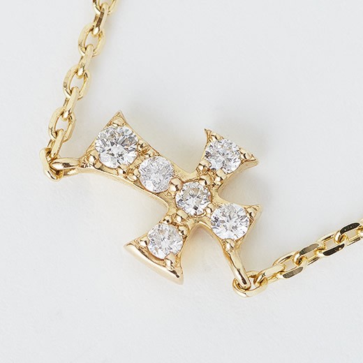 マレア リッチ Marea rich 14KJ-14 K10×ダイアモンド クロス ネックレス ペンダント Precious Cross Necklace