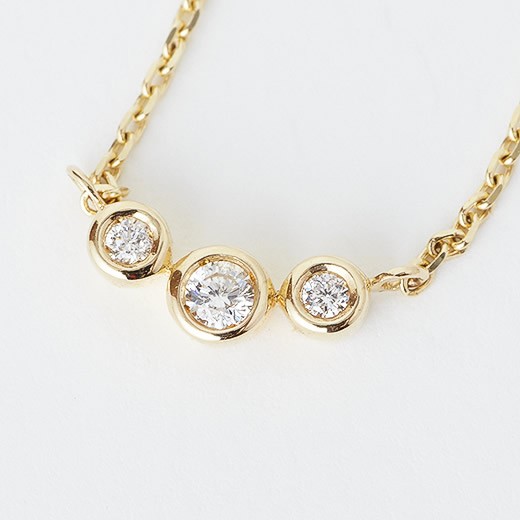 マレア リッチ Marea rich 14KJ-16 K10×ダイアモンド 3粒ダイア ネックレス ペンダント Precious Standard Necklace