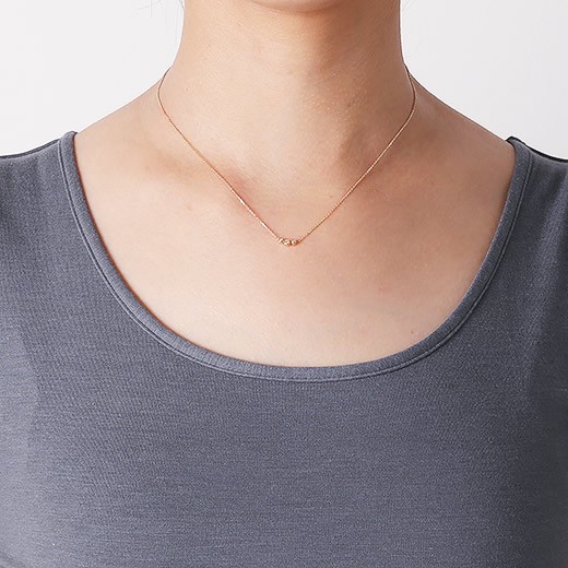 マレア リッチ Marea rich 14KJ-16 K10×ダイアモンド 3粒ダイア ネックレス ペンダント Precious Standard Necklace