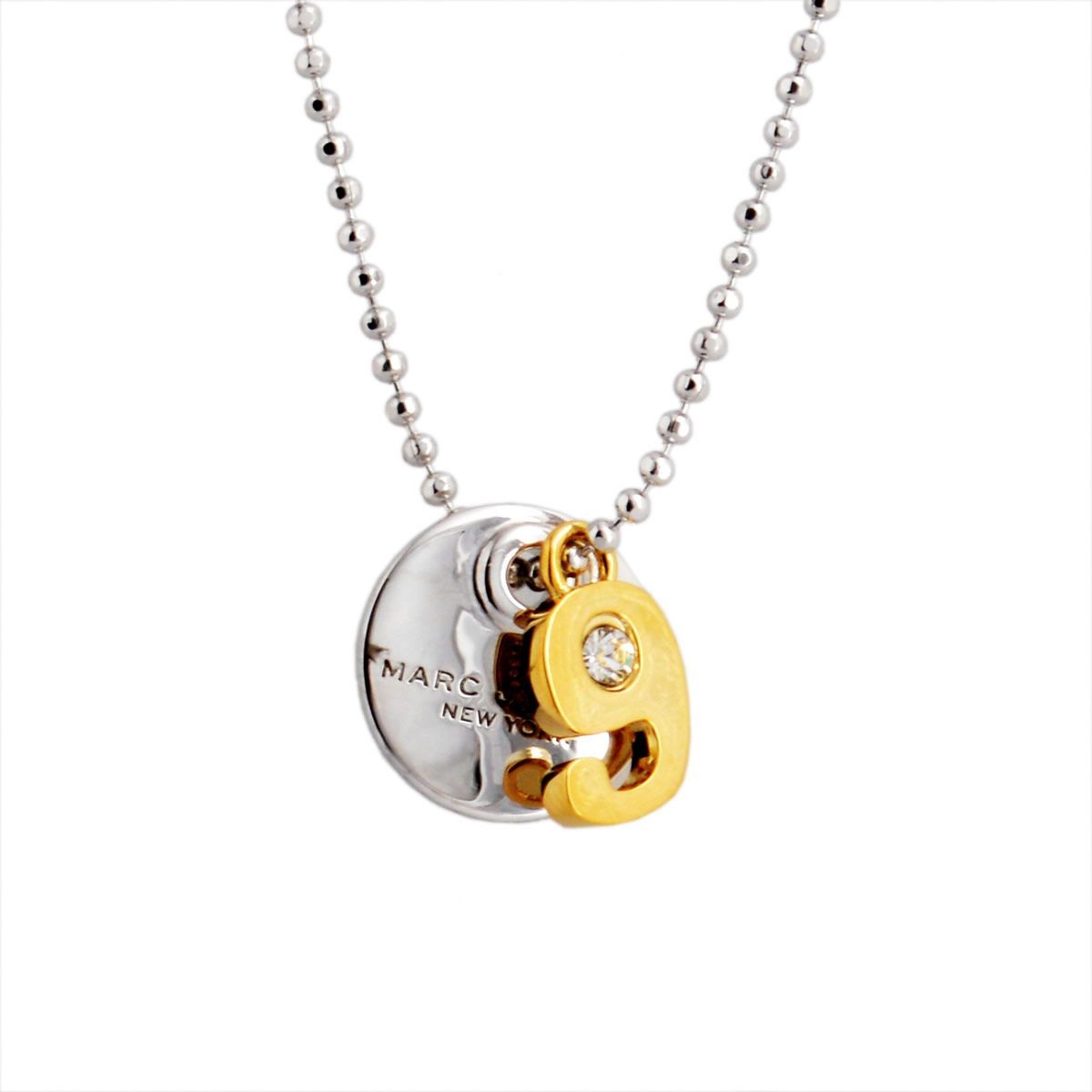 マークジェイコブス MARC JACOBS M0009088-040 Silver MJ Coin #9 Pendant コイン ナンバー9  クリスタル ペンダント・ネックレス