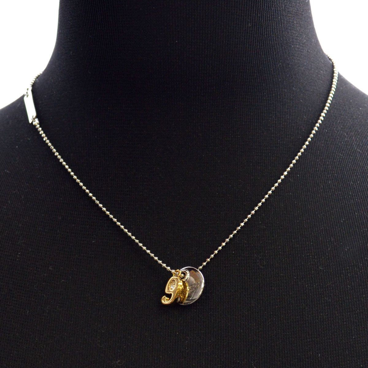 マークジェイコブス MARC JACOBS M0009088-040 Silver MJ Coin #9 Pendant コイン ナンバー9  クリスタル ペンダント・ネックレス