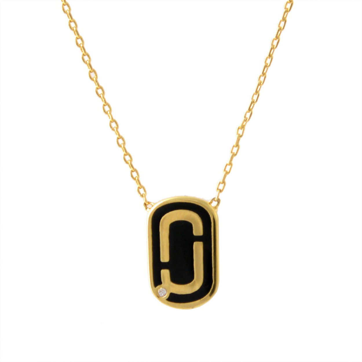 マークジェイコブス MARC JACOBS M0012394-065 Black/Gold 「J」ロゴモチーフ ペンダント ネックレス Icon Enamel Pendant