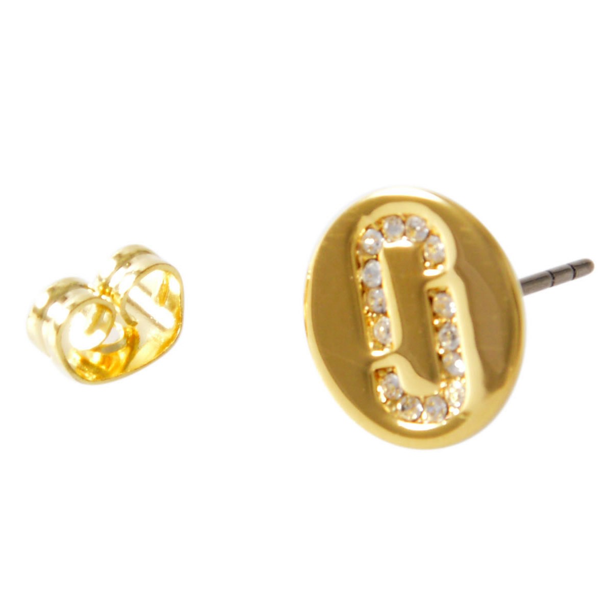 マークジェイコブス MARC JACOBS M0011472-710 Gold クリスタル 「J」ロゴモチーフ ディスク スタッド ピアス Icon Crystal Studs