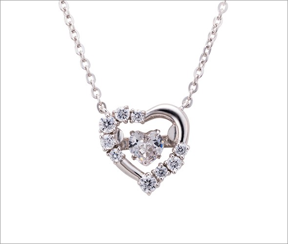 ホワイトクローバー white clover WCFP005RD 【Swing Stone】 スウィングストーン シリーズ 揺れ続ける不思議なキュービック ネックレス ハート型 シルバー