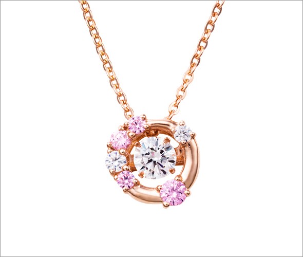 ホワイトクローバー white clover WCFP009PG 【Swing Stone】 スウィングストーン シリーズ 揺れ続ける不思議なキュービック ネックレス ブーケ サークル型 ピンク