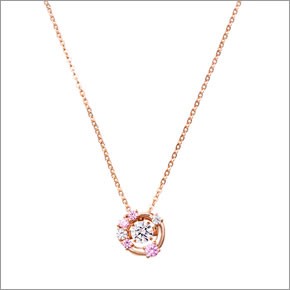 ホワイトクローバー white clover WCFP009PG 【Swing Stone】 スウィングストーン シリーズ 揺れ続ける不思議なキュービック ネックレス ブーケ サークル型 ピンク