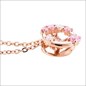 ホワイトクローバー white clover WCFP009PG 【Swing Stone】 スウィングストーン シリーズ 揺れ続ける不思議なキュービック ネックレス ブーケ サークル型 ピンク