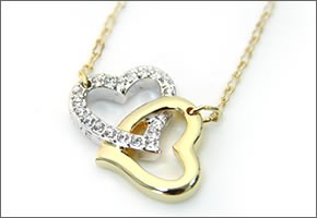 スワロフスキー  MATCH ダブル オープンハート ネックレス ペンダント シルバー×ゴールド 1062708