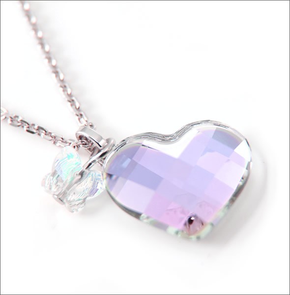 スワロフスキー Heart Mini Vitrail Light ハート＆パピヨンモチーフ クリスタル ミニ ペンダント ネックレス 960041