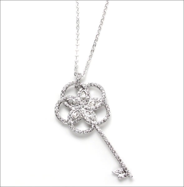 スワロフスキー Balthazar  フラワー・キー モチーフ クリスタル・パヴェ ロング ペンダント ネックレス 5070889