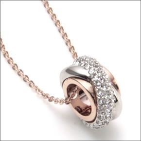 スワロフスキー Wave Rose Gold  ミックス クリスタルパヴェ  ペンダント ネックレス 5081230
