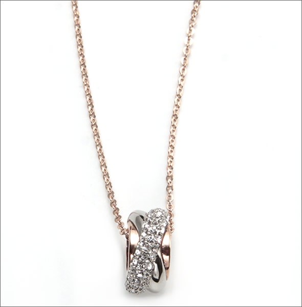 スワロフスキー Wave Rose Gold  ミックス クリスタルパヴェ  ペンダント ネックレス 5081230