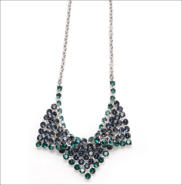 スワロフスキー Best Small ダークブルー×エメラルドグリーン クリスタル メッシュ ネックレス 5098549