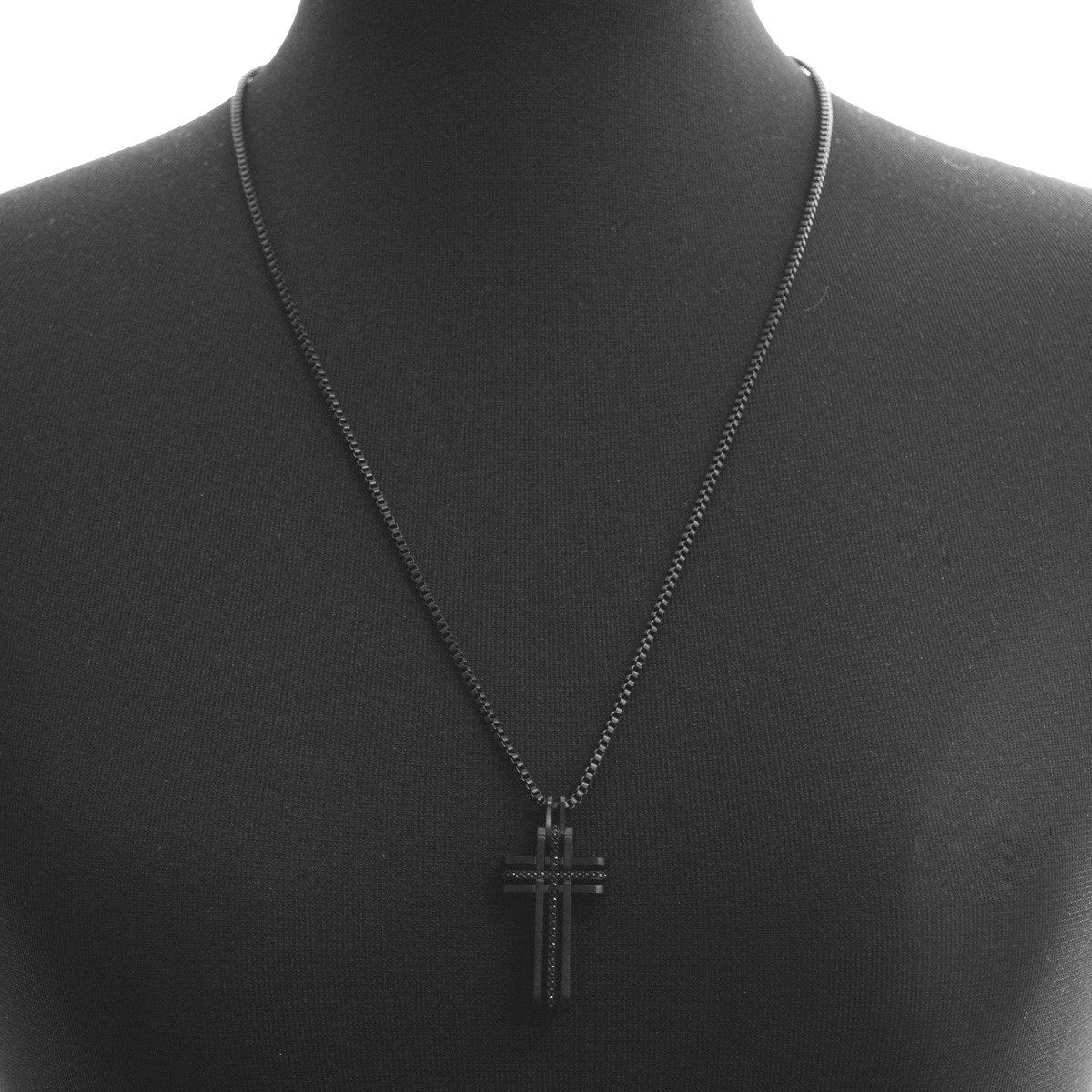 スワロフスキー　メンズコレクション SWAROVSKI 5070473 Bengal Cross Black クロスモチーフ クリスタル ペンダント ネックレス