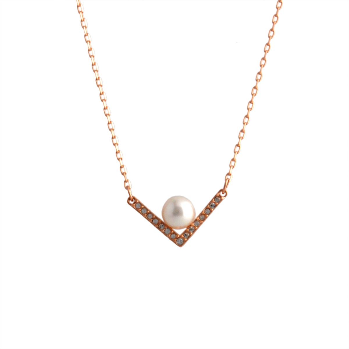 スワロフスキー SWAROVSKI 5186847 Edify Small V字型 クリスタルパヴェ パール ネックレス ペンダント