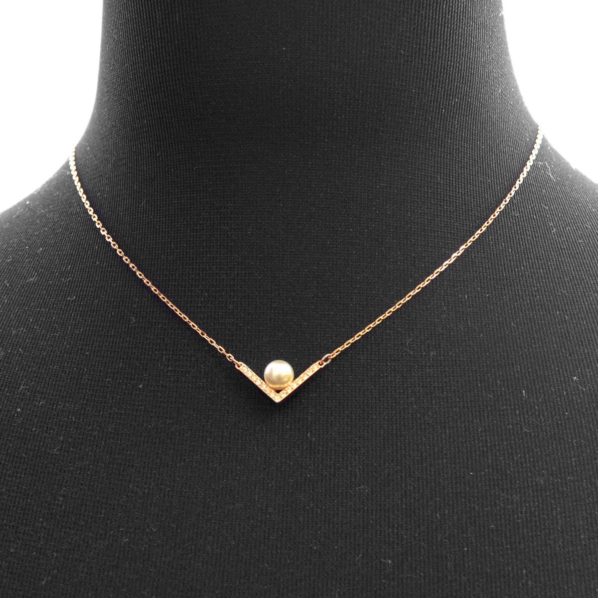 スワロフスキー SWAROVSKI 5186847 Edify Small V字型 クリスタルパヴェ パール ネックレス ペンダント