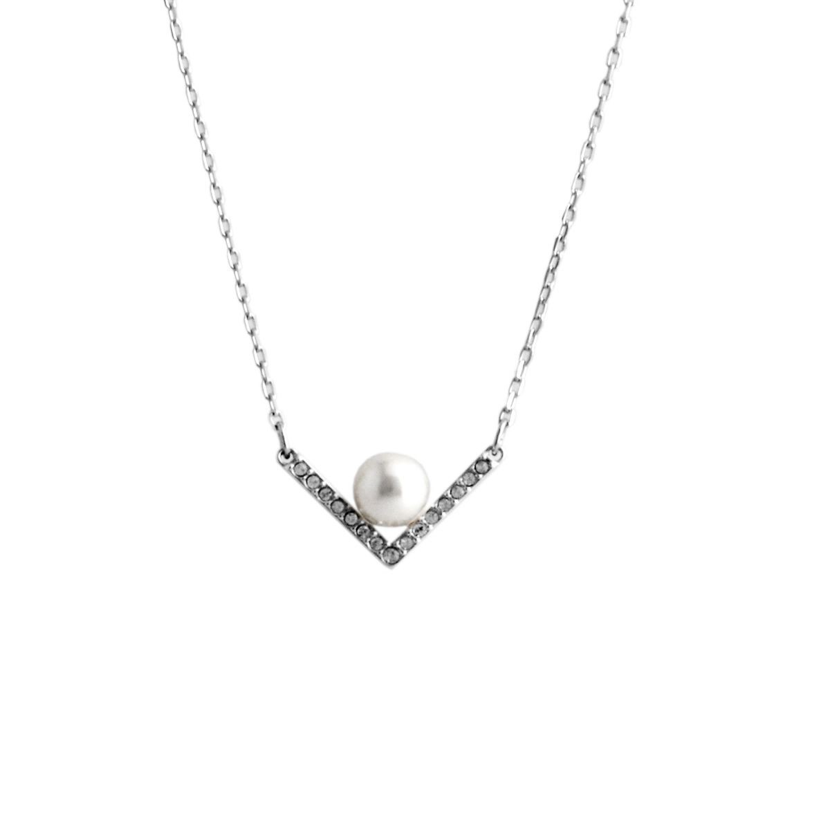 スワロフスキー SWAROVSKI 5213361 Edify Small V字型 クリスタルパヴェ パール ネックレス ペンダント