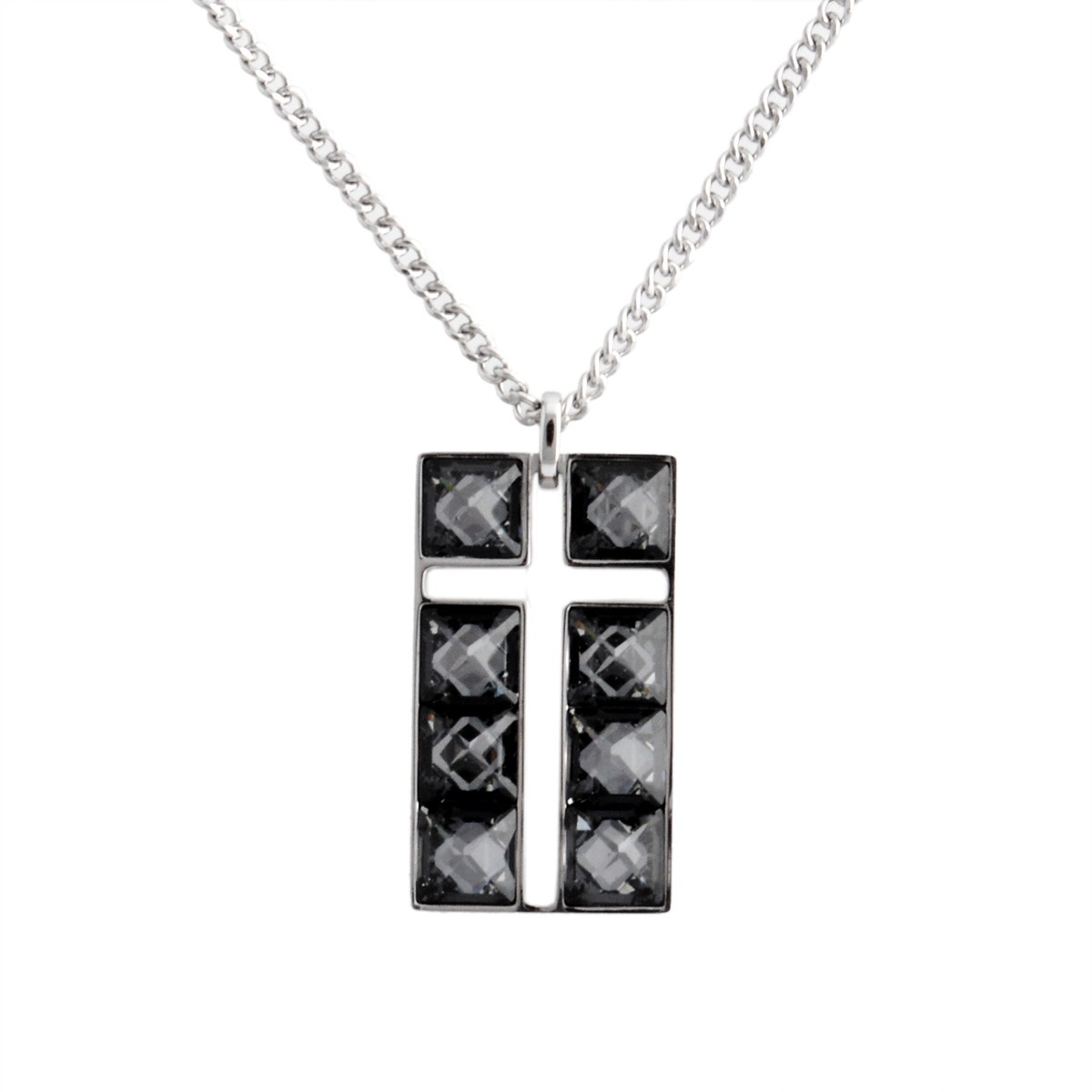 スワロフスキー メンズコレクション SWAROVSKI 5236094 Fire ダークグレークリスタル クロス ドッグタグ ペンダント ネックレス