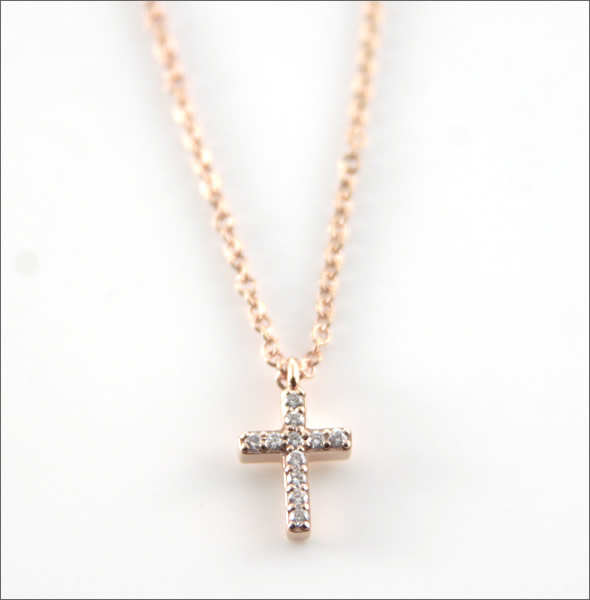 ティファニー  メトロ クロス ペンダント・ネックレス　ミニ ダイヤモンド 16in 18RG 27528716