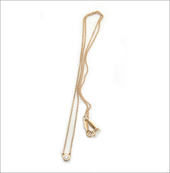 ティファニー  ダイヤモンド バイ ザ ヤード ペンダント .07ct 16in 18R ローズ ゴールド 28274521