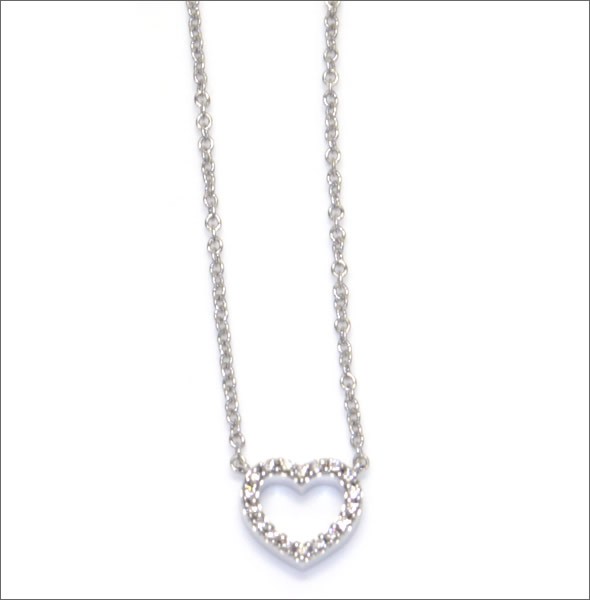 ティファニー  メトロ ハート ダイヤ ペンダント ネックレス ミニ 16in 18KWG 25423593