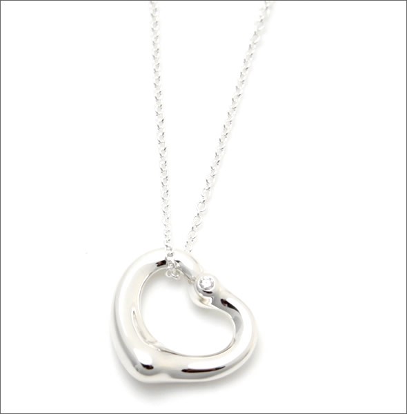 ティファニー  エルサ・ペレッティ オープンハート ペンダント SS SM 2ダイヤ 16in 18967359