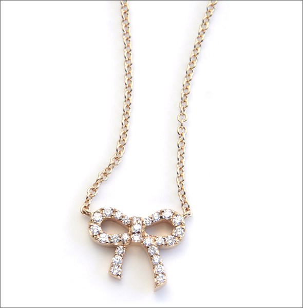 ティファニー  メトロ リボン ペンダント ネックレス ミニ 16in 18KRG×ダイヤモンド 32438385