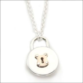 ティファニー 26914671  ロック ヴィンテージ ラウンド ロック ペンダント ネックレス　ミニ 16in  SS 18KRG