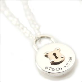 ティファニー 26914671  ロック ヴィンテージ ラウンド ロック ペンダント ネックレス　ミニ 16in  SS 18KRG