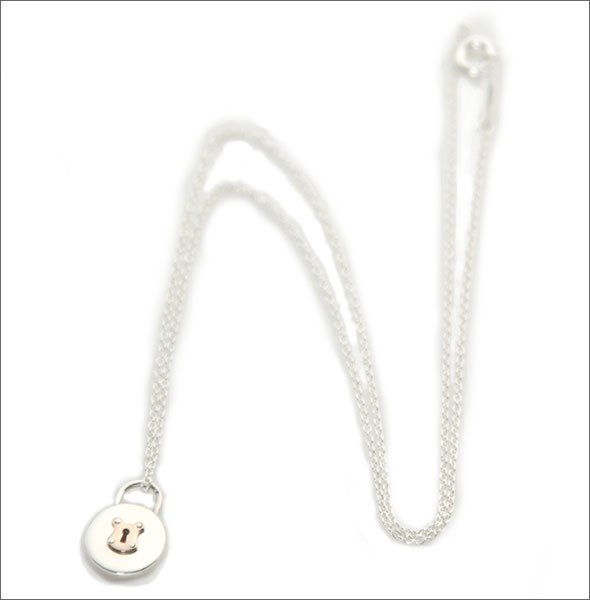 ティファニー 26914671  ロック ヴィンテージ ラウンド ロック ペンダント ネックレス　ミニ 16in  SS 18KRG