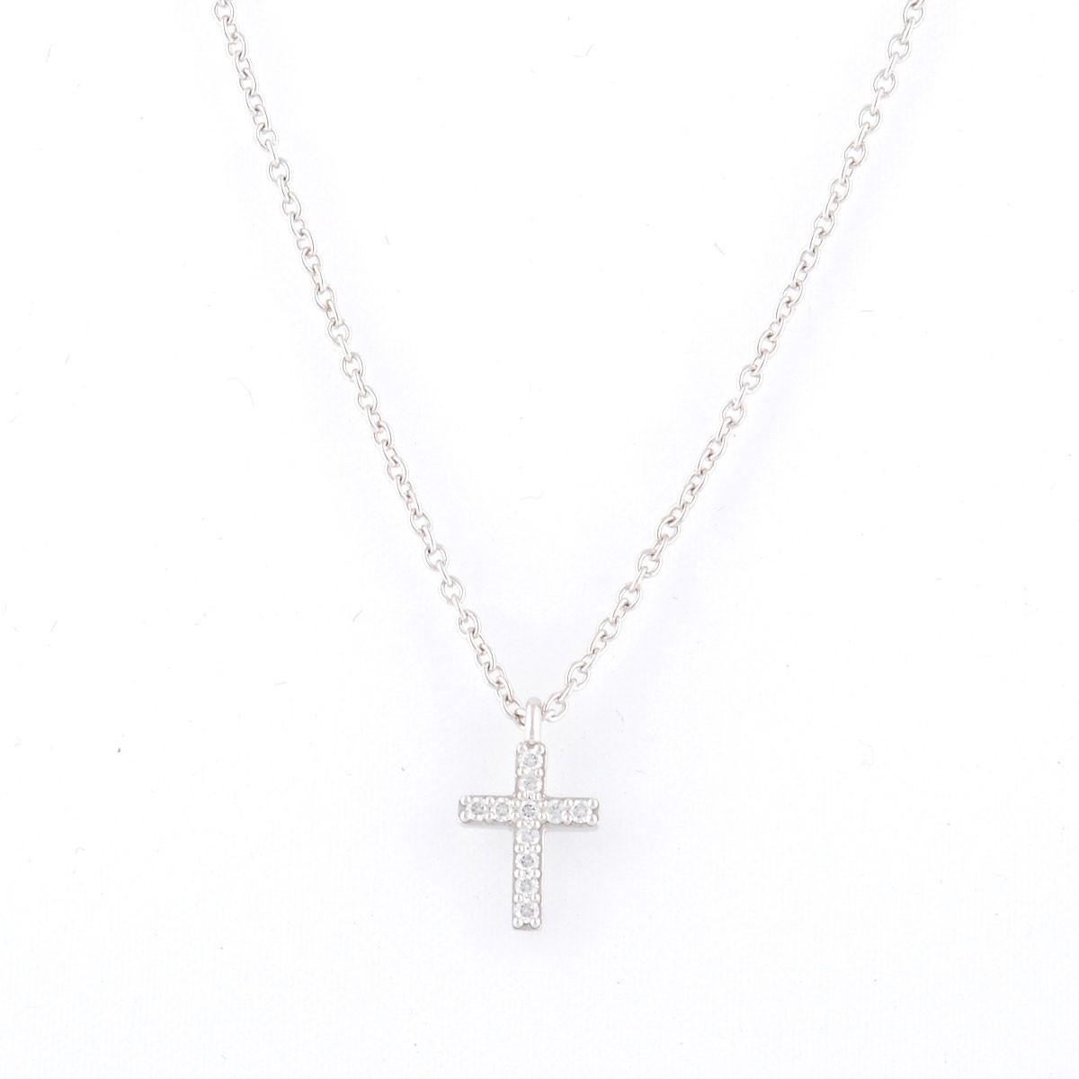 ティファニー Tiffany&CO 33474539 Tiffany Metro メトロ クロス ペンダント ミニ ダイアモンド 16in 18KWG ネックレス