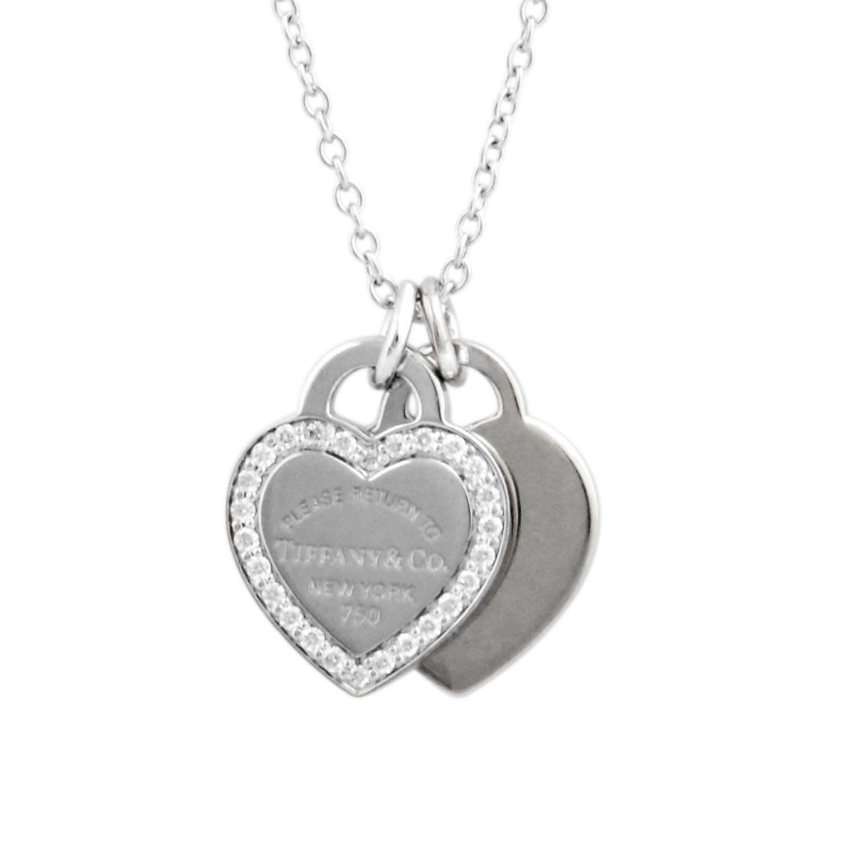 ティファニー TIFFANY&CO 28751265 RTT リターン トゥ ティファニー ミニ 2ハート ダブルハート タグ ダイアモンド ペンダント 16in 18KWG ネックレス