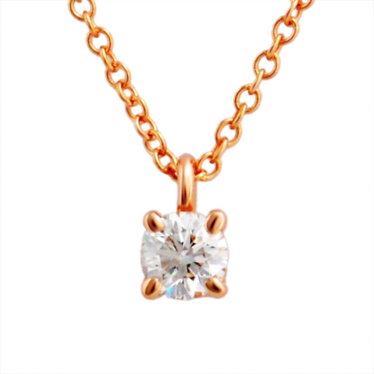 ティファニー TIFFANY&CO 30223942 ソリティア ダイヤモンド ペンダント 0.17ct 16in 18KRG ネックレス