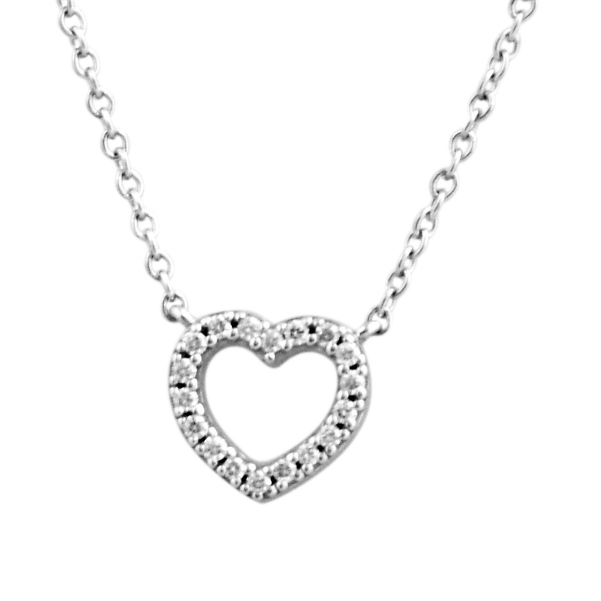 ティファニー TIFFANY&CO 33474563 メトロ ハート ダイアモンド ペンダント ミニ 0.04ct 16in 18KWG ネックレス