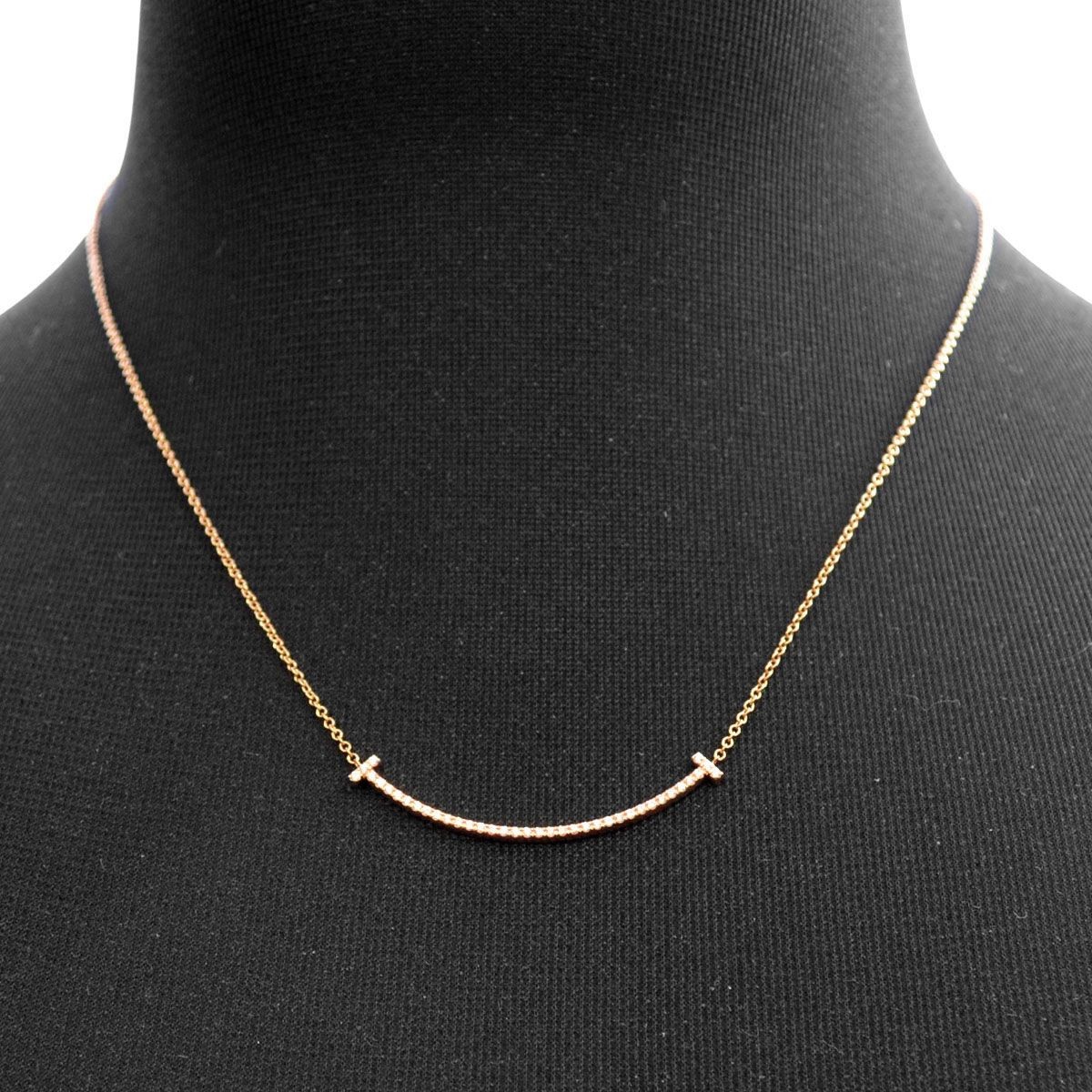 ティファニー TIFFANY&CO 34684421 Ｔｉｆｆａｎｙ Ｔ スマイル ダイアモンド ペンダント ミニ 0.01ct 18KRG ネックレス