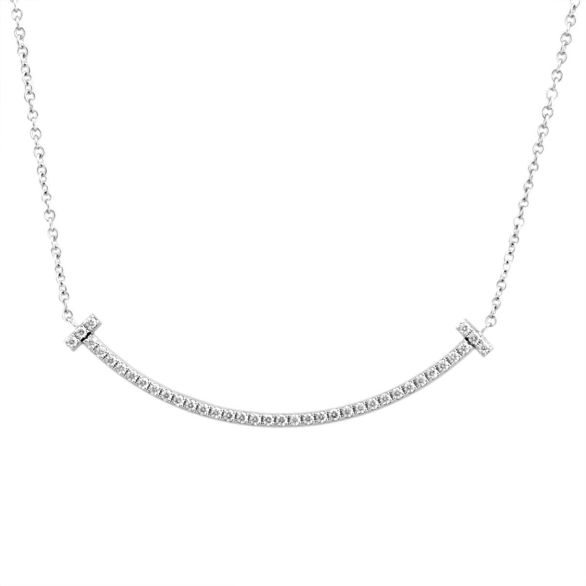 ティファニー TIFFANY&CO 34684448 Ｔｉｆｆａｎｙ Ｔ スマイル ダイアモンド ペンダント ミニ 0.01ct 18KWG ネックレス