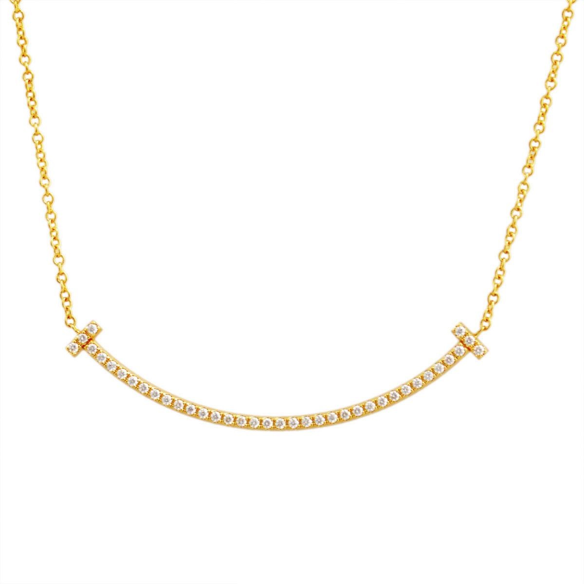 ティファニー TIFFANY&CO 34684456 Ｔｉｆｆａｎｙ Ｔ スマイル ダイアモンド ペンダント ミニ 0.01ct 18KYG ネックレス