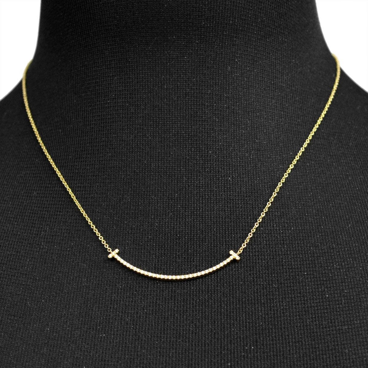 ティファニー TIFFANY&CO 34684456 Ｔｉｆｆａｎｙ Ｔ スマイル ダイアモンド ペンダント ミニ 0.01ct 18KYG ネックレス