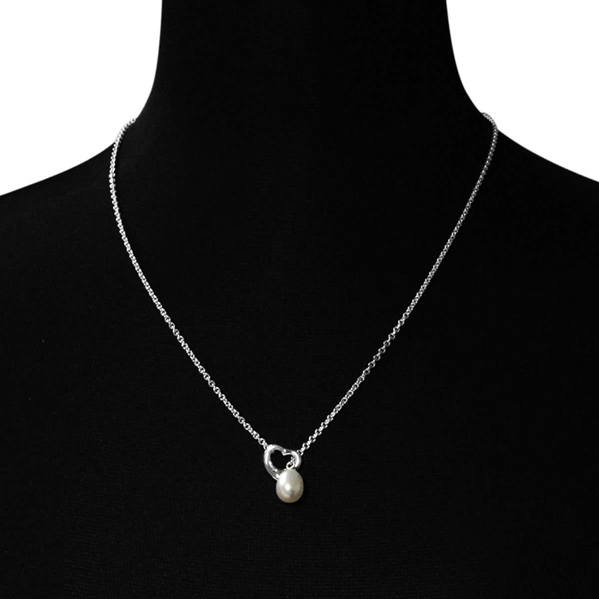 ティファニー TIFFANY&CO 21088927 エルサ・ペレッティ オープン ハート フレッシュウォーターパール ラリアット ペンダント ネックレス SS 48cm