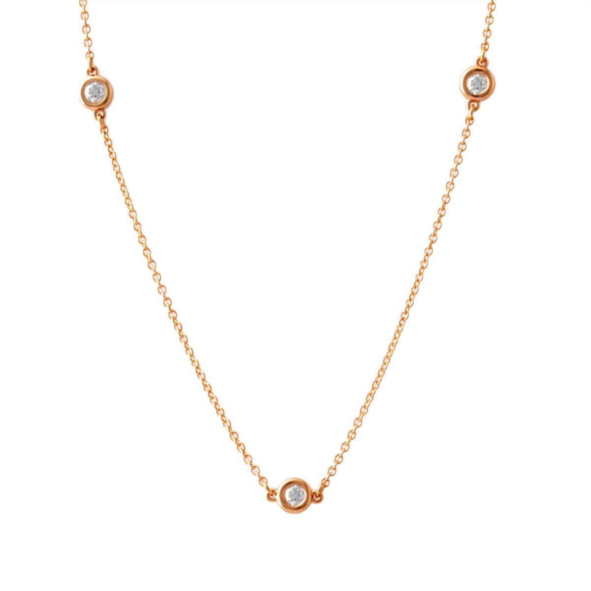 ティファニー TIFFANY&CO 27953948 エルサ・ペレッティ ダイヤモンド バイ ザ ヤード ペンダント ネックレス18KRG 0.21ct 41cm