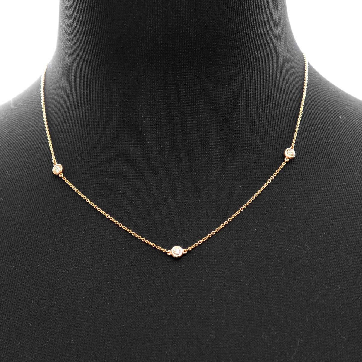 ティファニー TIFFANY&CO 27953948 エルサ・ペレッティ ダイヤモンド バイ ザ ヤード ペンダント ネックレス18KRG 0.21ct 41cm
