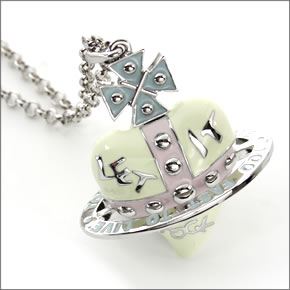 ヴィヴィアン ウェストウッド LET IT ROOK HEART 3D オーブ ペンダント ネックレス シルバー マルチ パステル  1417-01-01