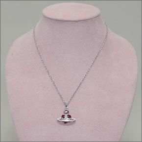 ヴィヴィアン ウェストウッド  ディアマンテ ハート ペンダント・ネックレス シルバー/レッド 0668-01-15